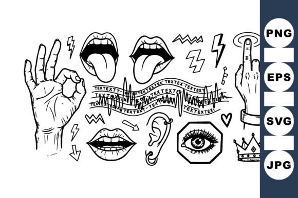 Download Edgy Black Outline Doodle Set - Edgy Collection